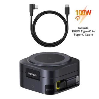 Baseus Magnetyczna podstawka do bezprzewodowego ładowania PicoGo Series 2w1 Qi2 67W czarna