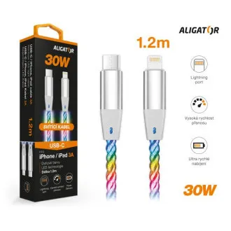 ALIGATOR Kabel do transmisji danych LIGHT 3A, 30W USB-C/Lightning 0,5m ALIGATOR Kabel do transmisji danych LIGHT 3A, 30W USB-C/Lightning 0,5m