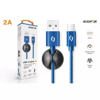 ALIGATOR PREMIUM Kabel do transmisji danych 2A, USB-C niebieski