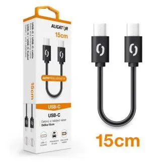 ALIGATOR Kabel do transmisji danych POWER USB-C/USB-C 15 cm, czarny ALIGATOR Kabel do transmisji danych POWER USB-C/USB-C 15 cm, czarny