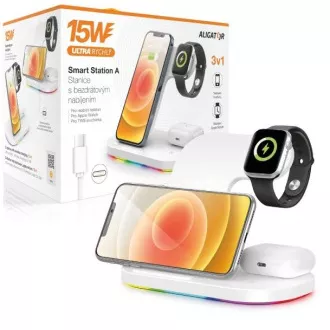 Aligator Smart Station A z bezprzewodowym ładowaniem 3w1, 15W