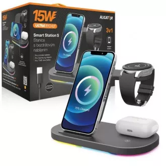 Alligator Smart Station S z bezprzewodowym ładowaniem 3 w 1, 15 W