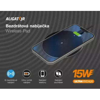 Ładowarka bezprzewodowa ALIGATOR Alligator Pad 15W czarna