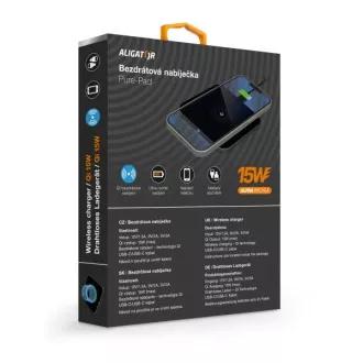ALIGATOR Ładowarka bezprzewodowa Alligator Pure-Pad 15W, czarna