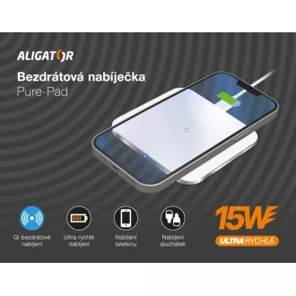 ALIGATOR Ładowarka bezprzewodowa Aligator Pure-Pad 15W, biała