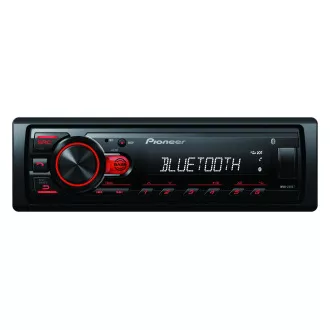 Radio samochodowe Pioneer MVH-230 z USB i Bluetooth z wbudowanym mikrofonem, czerwone