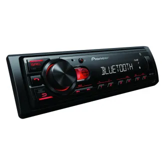 Radio samochodowe Pioneer MVH-230 z USB i Bluetooth z wbudowanym mikrofonem, czerwone