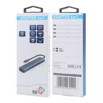 TB Touch USB C 6w1 - HDMI, USBx3, PD, RJ-45