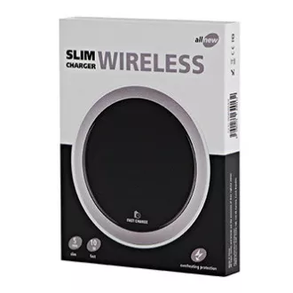 Nowość, ładowarka bezprzewodowa, ultra slim, do telefonu, srebrna, 5/9V, 10W, zabezpieczenie przed przegrzaniem, Qi