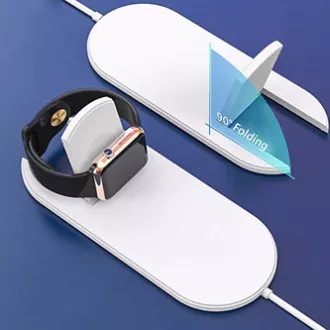 Ładowarka bezprzewodowa 2w1 do telefonu i Apple Watch, biała, 5 V, 10 W, Qi