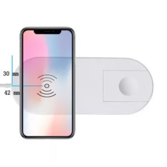 Ładowarka bezprzewodowa 2w1 do telefonu i Apple Watch, biała, 5 V, 10 W, Qi