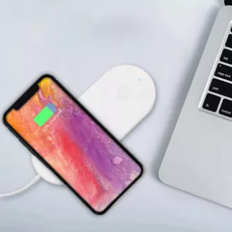 Ładowarka bezprzewodowa 2w1 do telefonu i Apple Watch, biała, 5 V, 10 W, Qi