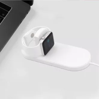 Ładowarka bezprzewodowa 2w1 do telefonu i Apple Watch, biała, 5 V, 10 W, Qi