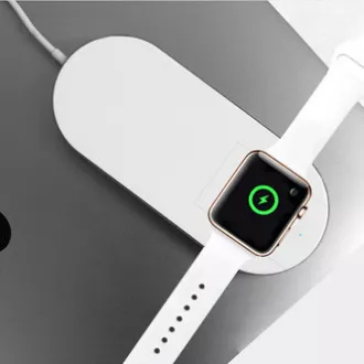 Ładowarka bezprzewodowa 2w1 do telefonu i Apple Watch, biała, 5 V, 10 W, Qi