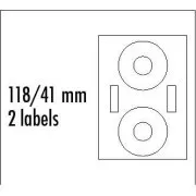 Etykiety z logo na CD 118/41mm, A4, matowe, białe, 2 etykiety, 2 paski, 140g/m2, pakowane po 25 sztuk, do drukarek atramentowych i laserowych