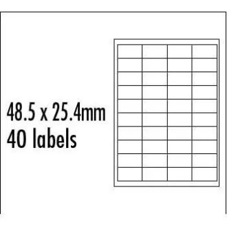 Etykiety z logo 48,5 mm x 25,4 mm, A4, matowe, niebieskie, 40 etykiet, opakowanie 10 sztuk, do drukarek atramentowych i laserowych