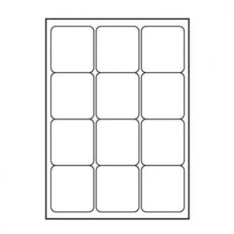 Etykiety z logo 66 mm x 70 mm, A4, matowe, białe, 12 etykiet, 140 g/m2, opakowanie 25 sztuk, do drukarek atramentowych i laserowych