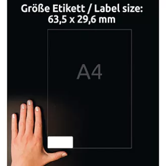 Etykiety Avery Zweckform 63,5 mm x 29,6 mm, A4, białe, 27 etykiet, usuwalne, opakowanie 25 sztuk, L4737REV-25, do drukarek laserowych i atramentowych