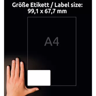Etykiety Avery Zweckform 99,1 mm x 67,7 mm, A4, matowe, białe, 8 etykiet, bardzo trwałe, opakowanie 20 sztuk, L4715-20, do drukarek laserowych