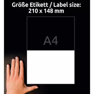 Etykiety Avery Zweckform 210 mm x 148 mm, A4, matowe, białe, 2 etykiety, bardzo trwałe, opakowanie 20 sztuk, L4717-20, do drukarek laserowych