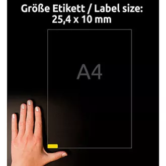 Etykiety Avery Zweckform 25,4 mm x 10 mm, A4, żółte, 189 etykiet, mini, usuwalne, opakowanie 20 sztuk, L6037-20, do drukarek laserowych i atramentowych