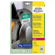 Etykiety Avery Zweckform 45,7 mm x 21,2 mm, A4, białe, 48 etykiet, bardzo wytrzymałe, pakowane po 10 sztuk, L7911-10, do drukarek laserowych oraz