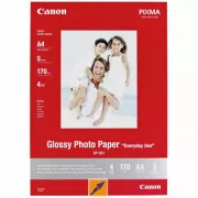 Canon Glossy Photo Paper, GP-501, papier fotograficzny, błyszczący, GP-501 typ 0775B076, biały, 21x29,7cm, A4, 200 g/m2, 5 szt., atramentowy