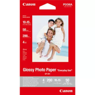 Canon Glossy Photo Paper, GP-501, papier fotograficzny, błyszczący, GP-501 typ 0775B081, biały, 10x15cm, 4x6", 200 g/m2, 50 szt., atramentowy