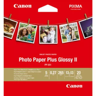 Canon Photo Paper Plus Glossy II, PP-201, papier fotograficzny, błyszczący, 2311B060, biały, 13x13cm, 5x5 Canon Photo Paper Plus Glossy II, PP-201, papier fotograficzny, błyszczący, 2311B060, biały, 13x13cm, 5x5