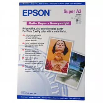 Epson Matte Paper Heavyweight, C13S041264, papier fotograficzny, matowy, biały o dużej gramaturze, Stylus Photo 1270, 1290, A3 , 167 g/m2, 50 szt., atr Epson Matte Paper Heavyweight, C13S041264, papier fotograficzny, matowy, biały o dużej gramaturze, Stylus Photo 1270, 1290, A3 , 167 g/m2, 50 szt., atr