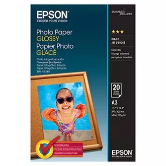 Epson Glossy Photo Paper, C13S042536, papier fotograficzny, błyszczący, biały, Stylus Color, Photo, Pro, A3, 200 g/m2, 20 szt., atramentowy Epson Glossy Photo Paper, C13S042536, papier fotograficzny, błyszczący, biały, Stylus Color, Photo, Pro, A3, 200 g/m2, 20 szt., atramentowy