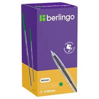 Berlingo, długopis, zielony, 50szt, 1mm, Tribase, WYPRZEDAŻ