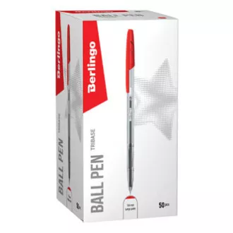 Berlingo, długopis, czerwony, 50szt, 1mm, Tribase