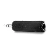 Reduktor audio, Jack (3,5 mm) męski - Jack (6,3 mm) żeński, stereo, czarny, blister z logo