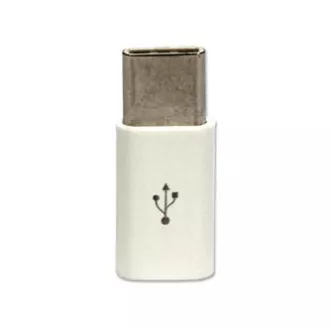 Reduktor USB (2.0), USB C męski - microUSB żeński, biały