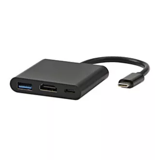 Konwerter USB/Video   HUB, DP Alt Mode, USB C męskie - HDMI żeńskie   USB C żeńskie (PD)   USB A żeńskie, czarny, całkowicie nowy, pudełko 4K2K@30H