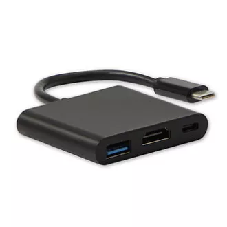 Konwerter USB/Video   HUB, DP Alt Mode, USB C męskie - HDMI żeńskie   USB C żeńskie (PD)   USB A żeńskie, czarny, całkowicie nowy, pudełko 4K2K@30H