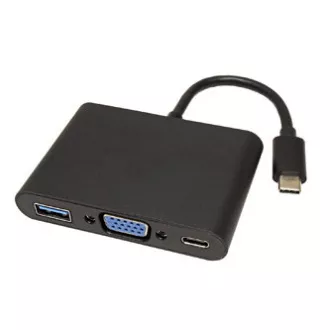 Konwerter USB/Video   HUB, DP Alt Mode, USB C męskie - VGA (D-sub) żeńskie   USB C żeńskie (PD)   USB A męskie, czarny, plastikowa torba 2560