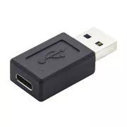 Reduktor USB (3.0), USB A męski - USB C żeński, czarny, plastikowa torba, 5 Gb/s