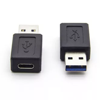 Reduktor USB (3.0), USB A męski - USB C żeński, czarny, plastikowa torba, 5 Gb/s