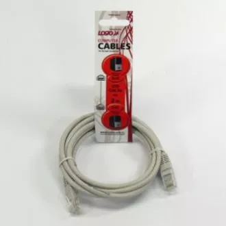 Kabel sieciowy LAN UTP patchcord, kat. 5e, RJ45 męski - RJ45 męski, 2 m, nieekranowany, szary, torba z logo LOGO