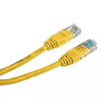 Kabel sieciowy LAN patchcord UTP, kat. 5e, RJ45 męski - RJ45 męski, 0,25 m, nieekranowany, żółty, ekonomiczny, WYPRZEDAŻ