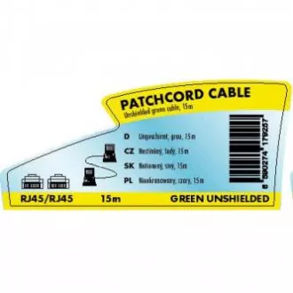 Kabel sieciowy LAN patchcord UTP, kat. 5e, RJ45 męski - RJ45 męski, 15 m, nieekranowany, szary, torba z logo LOGO
