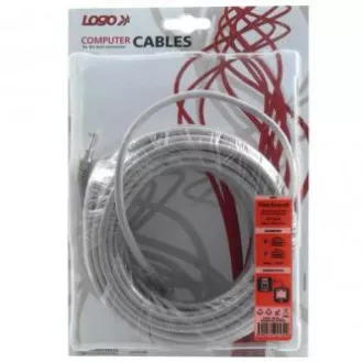 Kabel LAN patchcord UTP, Cat.5e, RJ45 męski - RJ45 męski, 15 m, nieekranowany, szary, blister z logo