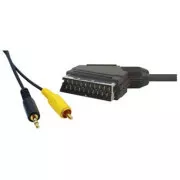 Kabel audio/wideo SCART męski - CINCH męski   Jack (3,5 mm) męski, 1,5 m, czarny