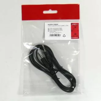 Kabel audio Jack (3,5 mm) męski - Jack (3,5 mm) męski, 1,5 m, czarny, logo