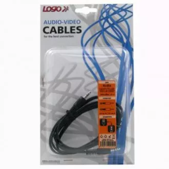 Kabel audio Jack (3,5 mm) męski - Jack (3,5 mm) męski, 1,5 m, czarny, blister z logo