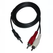 Kabel audio Jack (3,5 mm) męski - 2x CINCH męski, 1,5 m, czarny, logo