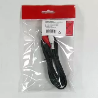 Kabel audio Jack (3,5 mm) męski - 2x CINCH męski, 1,5 m, czarny, logo