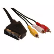 Kabel wideo SCART męski - 3x CINCH męski, 5m, czarny, WYPRZEDAŻ